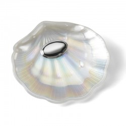 Concha para bautismo en cristal nacarado con oval para grabar