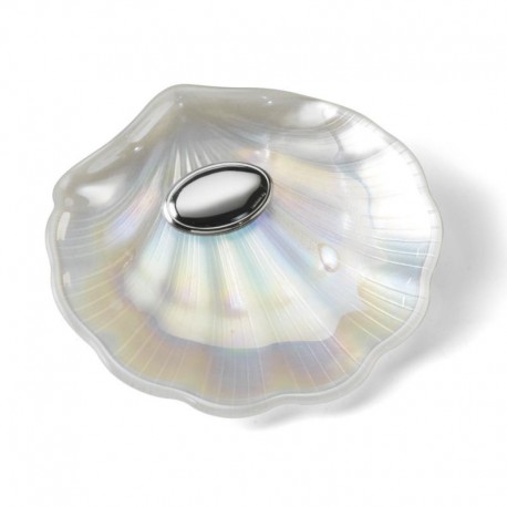 Concha para bautismo en cristal nacarado con oval para grabar