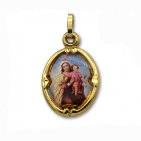 Medalla de oro de la Virgen del Carmen en esmalte