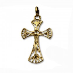 Cruz de oro con cristo y calados