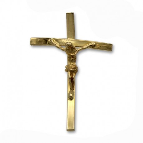 Cruz de oro con cristo palos cuadrados y curvos
