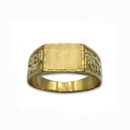 Sello de oro rectangular con calados lateral