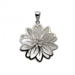 Colgante de plata de una flor con nácar