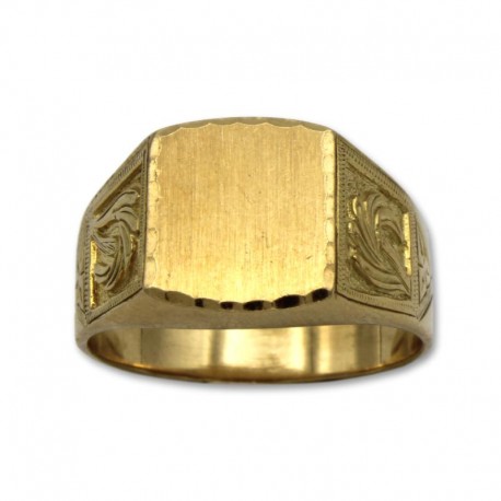 Sello de oro rectangular fundido con bajo relieve