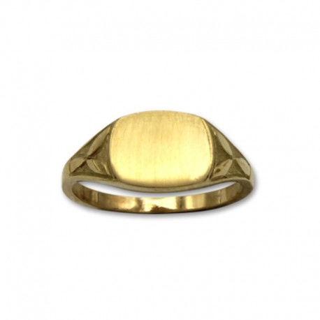 Sello de oro rectangular con motivo lateral