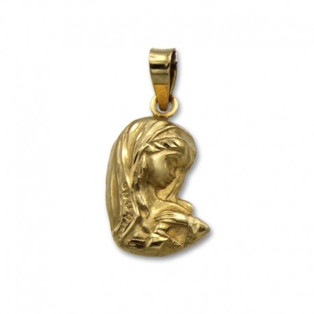 Medalla de oro virgen niña ovalada con fondo calado