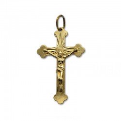 Cruz de oro trebolada con cristo