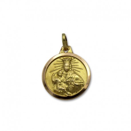 Medalla de oro virgen del Carmen bisel 14mm