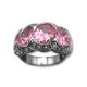 Anillo de plata con piedras color rosa